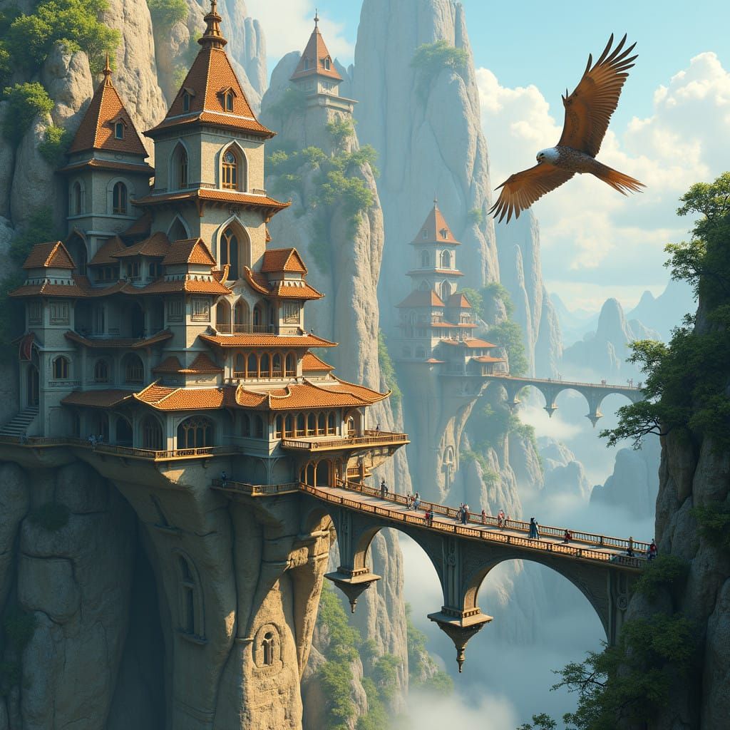 Avian Utopia Metropolis Defying Gravity on Cliff Faces