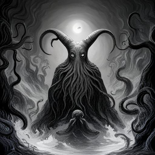 High Gothic Horror Cthulhu God in Doré Style