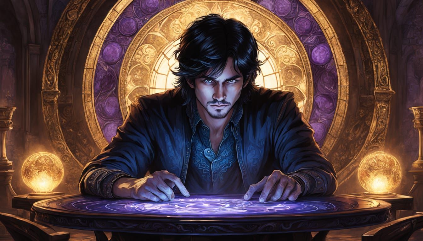 Dark Fantasy Man in Alcohol Ink Style