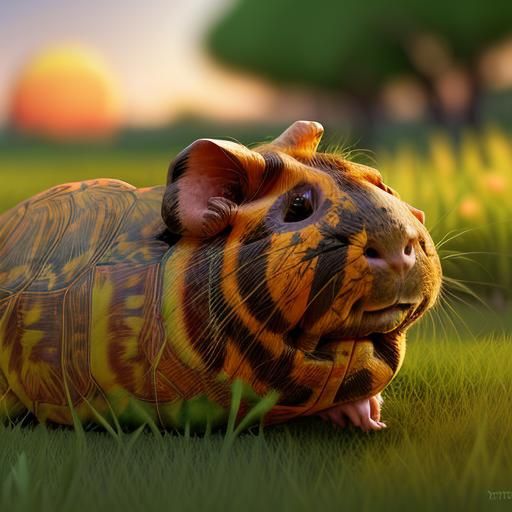 Animals in Meadow at Sunrise: Fantasy Concept Art