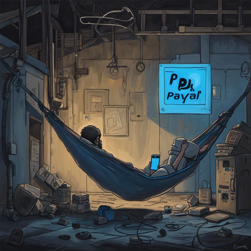 Homeless Man in Abandoned Factory, Acrylic Painting