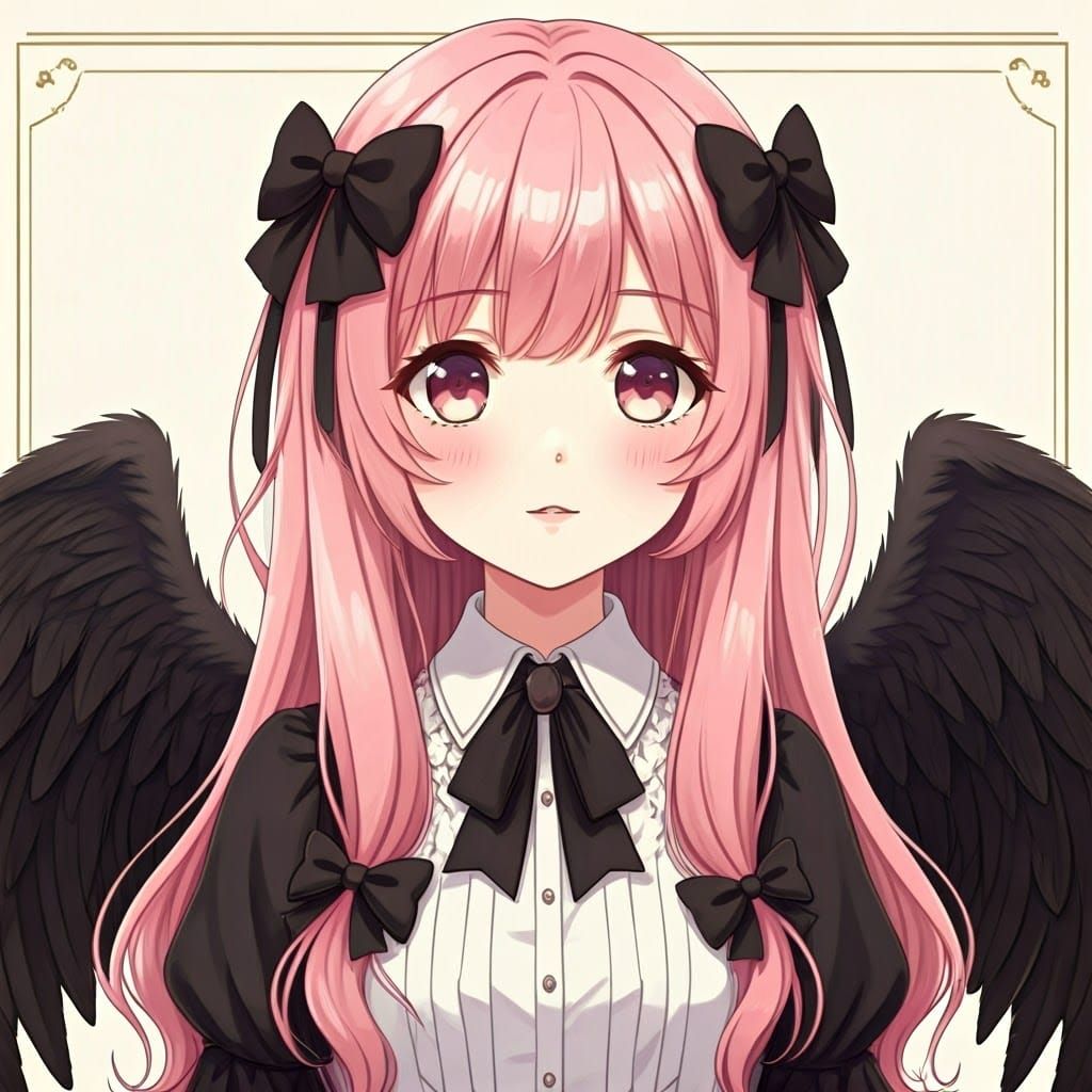Victorian-Inspired Anime Girl with Angel Wings