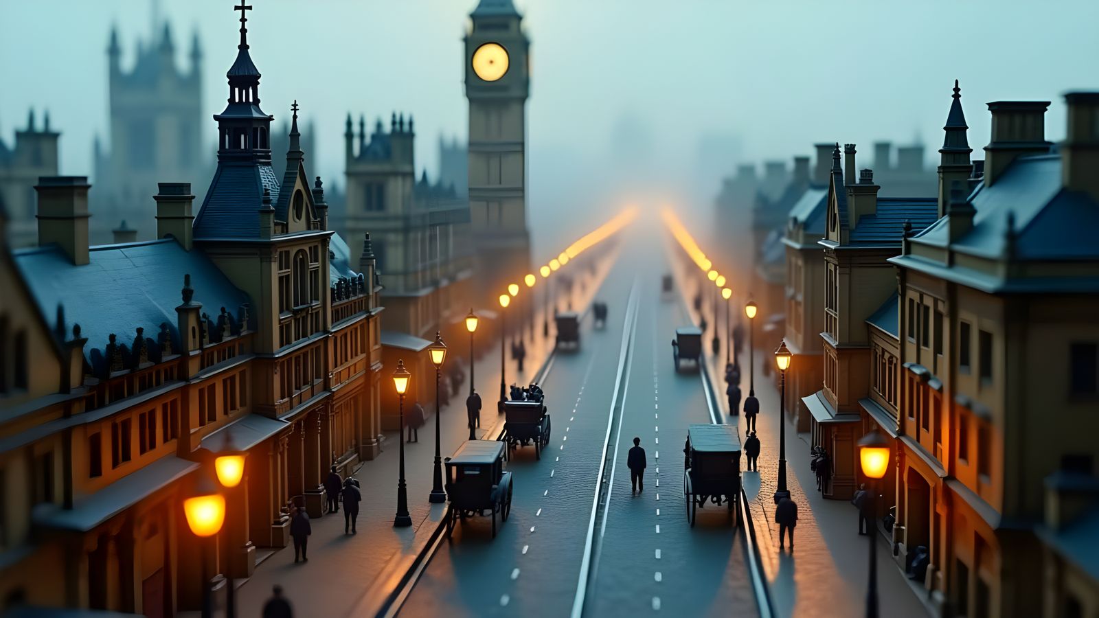 Miniature Victorian London in Golden Light