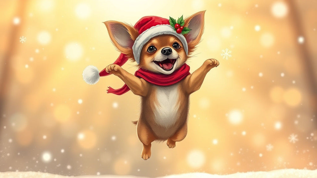 Chiweenie's Christmas Joy: A Whimsical Winter Scene