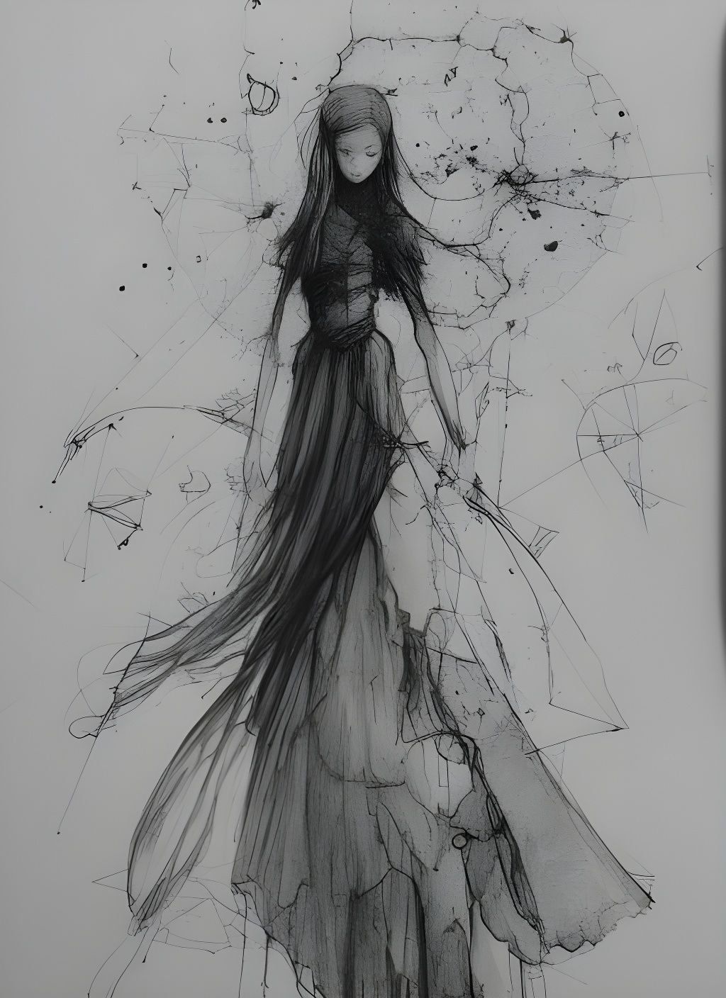 Persephone Sketch in Da Vinci Style