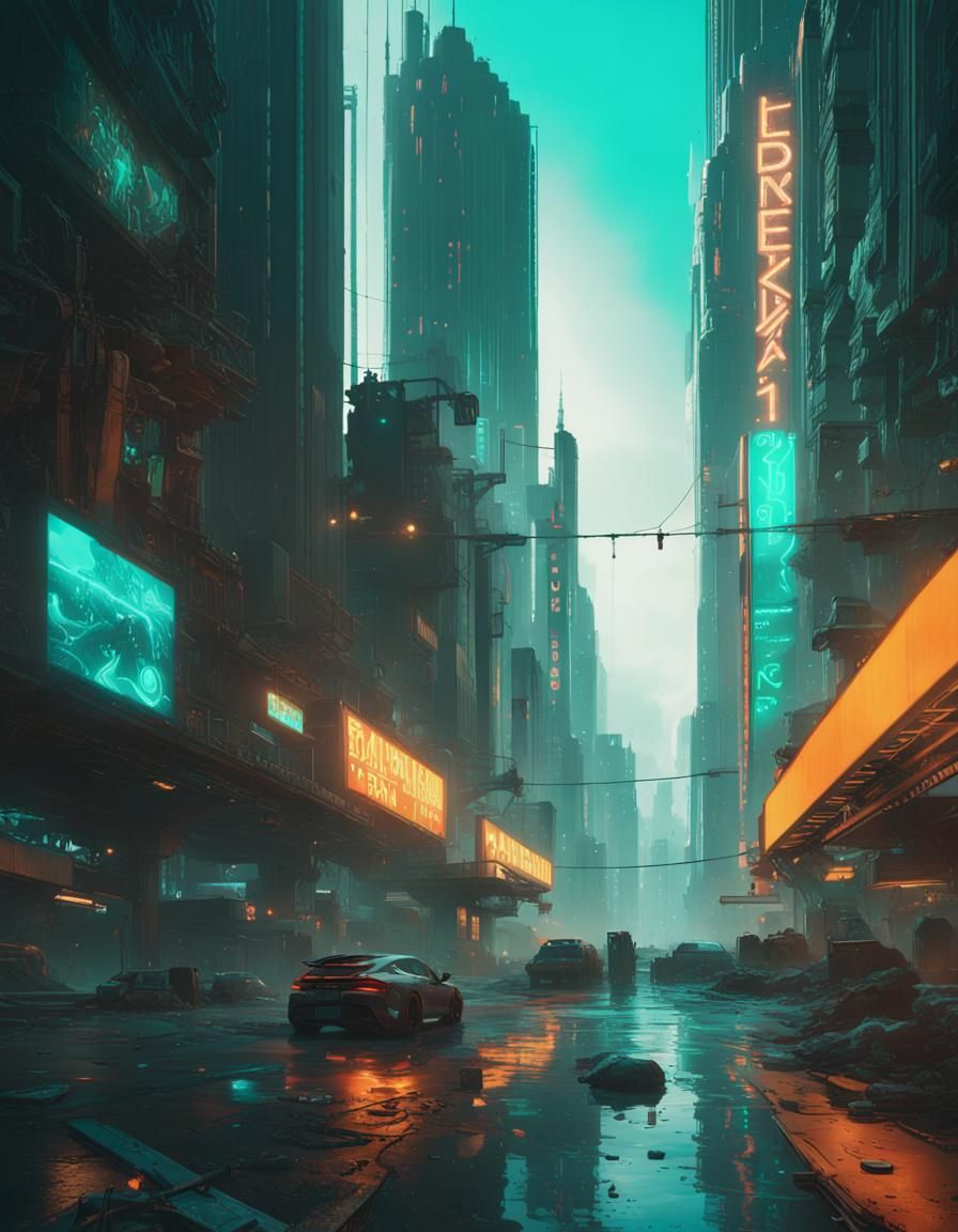 Cyberpunk Cityscape Concept Art in 8K Resolution