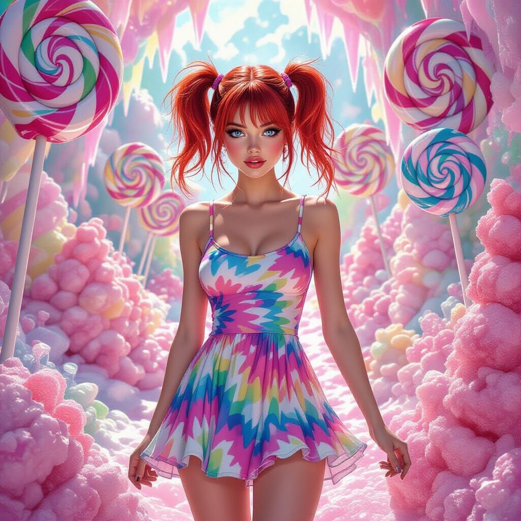 Candy Forest Explorer in Hyperrealistic Digital Art