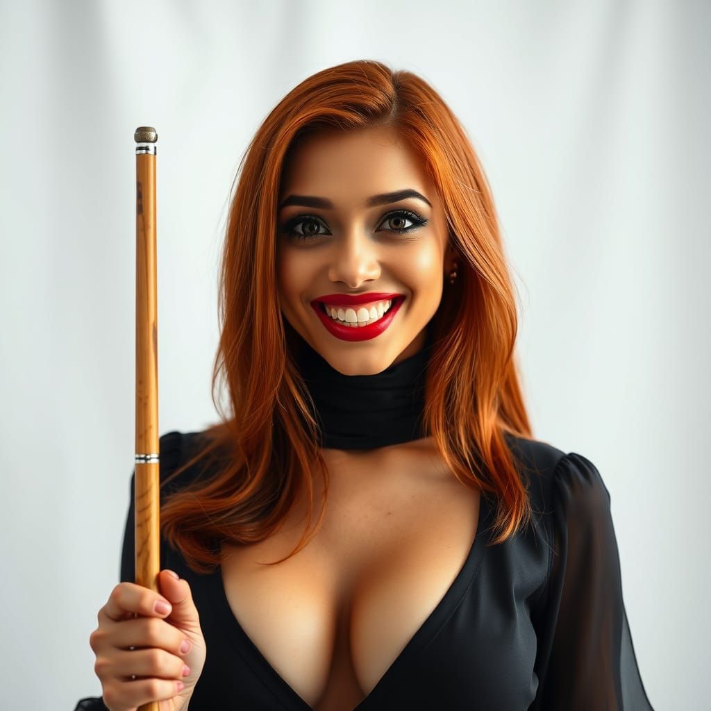 Striking Portrait of a Redhead Woman in Photobooth