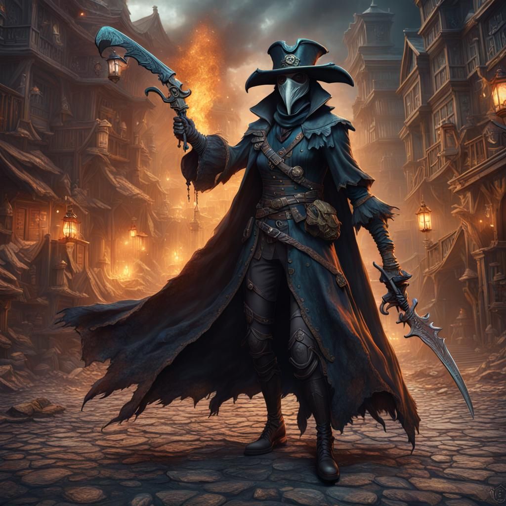 Demon Pirate Plague Doctor in Detailed Matte Painting