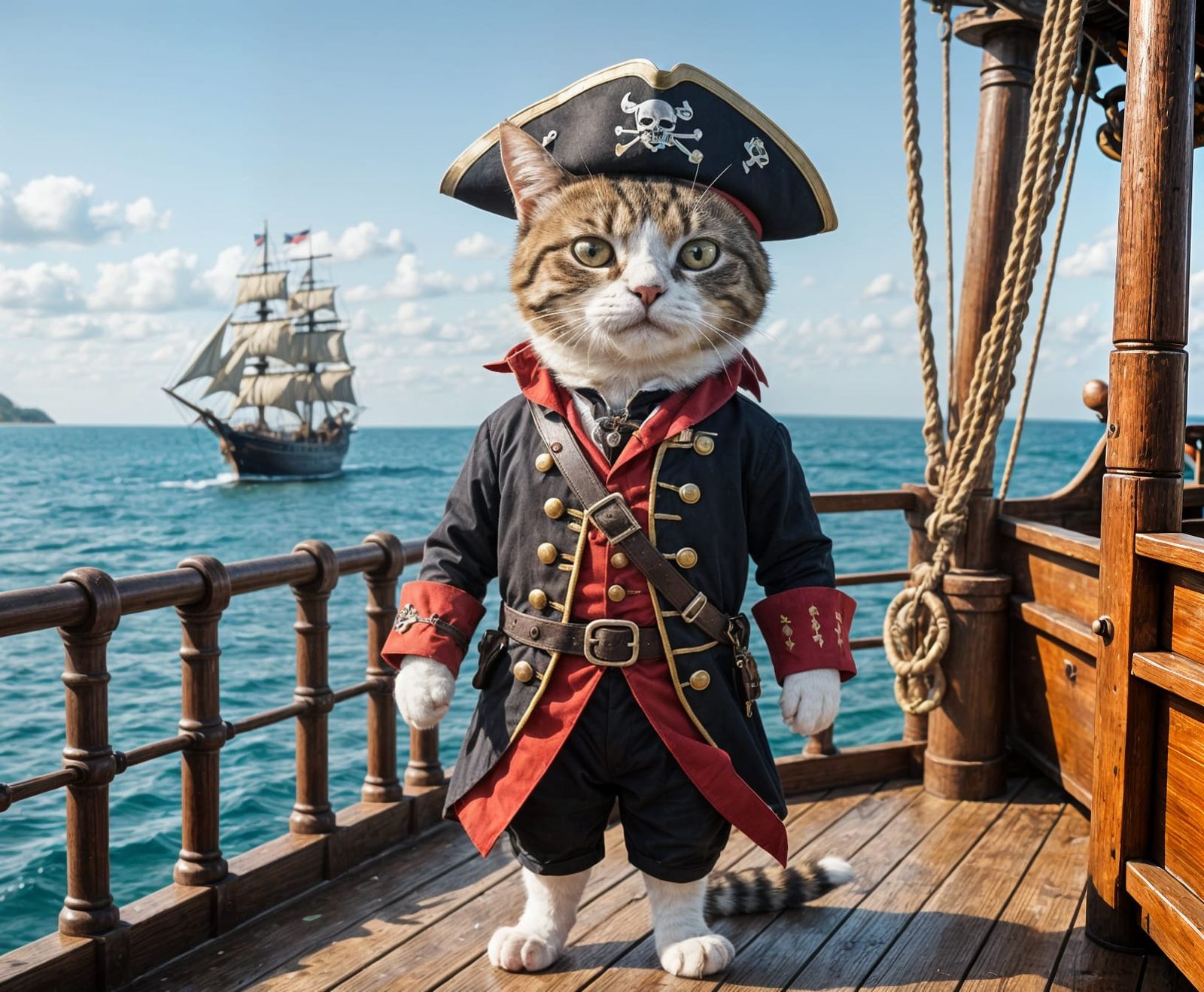 Pirate Cat Captain on Deck