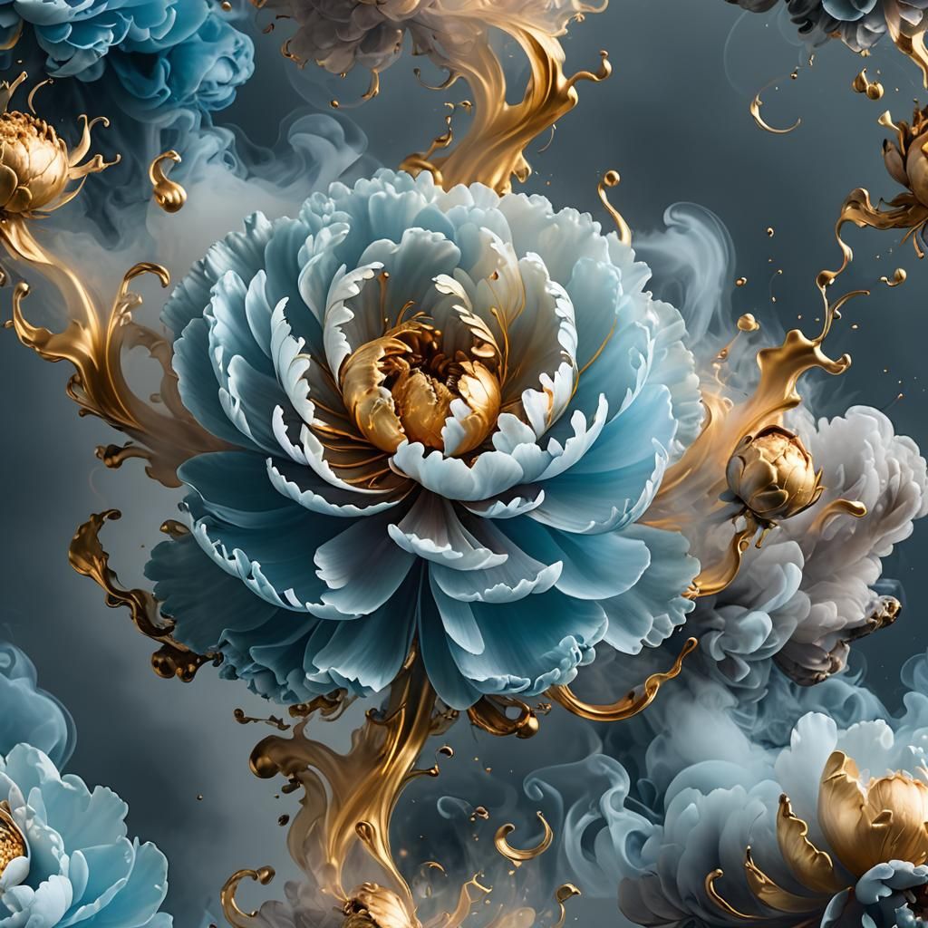 Smoky Peony Cloud with Metallic Sheen