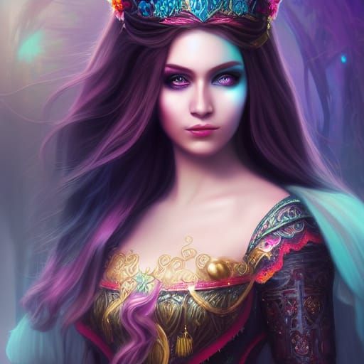 Fantasy Princess Portrait in Detailed Matte Painting Style