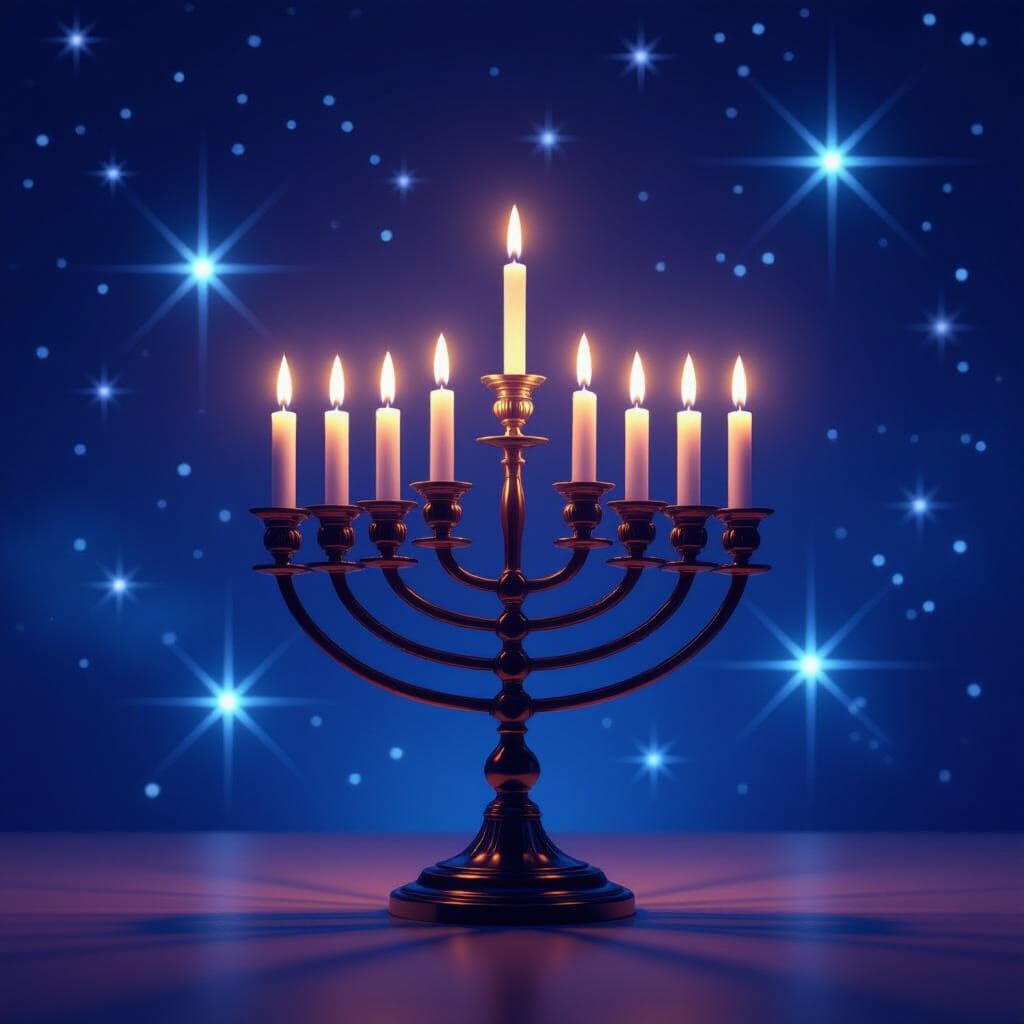 Hanukkah Menorah Among Luminous Stars