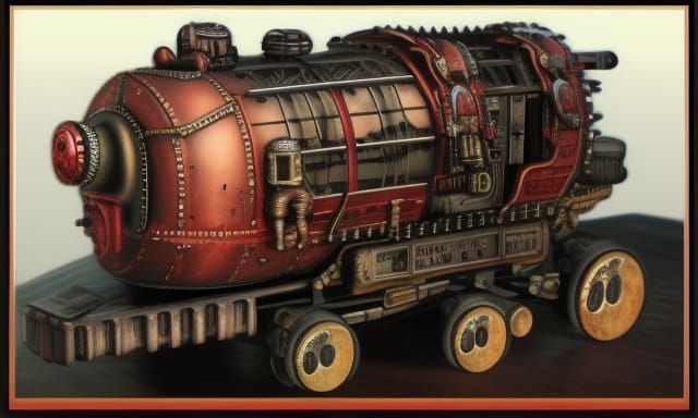 Red Behemoth in Steampunk Style, High Resolution
