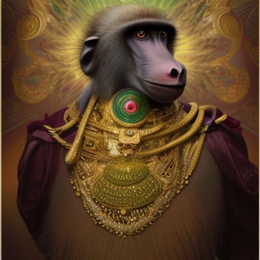 Hamadrya Baboon Princes in Opulent Arabian Royal Outfits