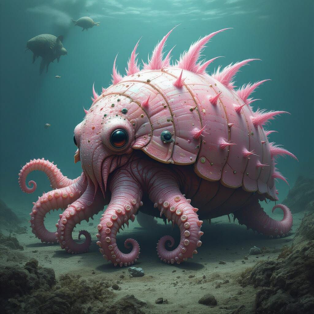 Terrifying Hybrid Creature in Biomechanical Surrealist Style