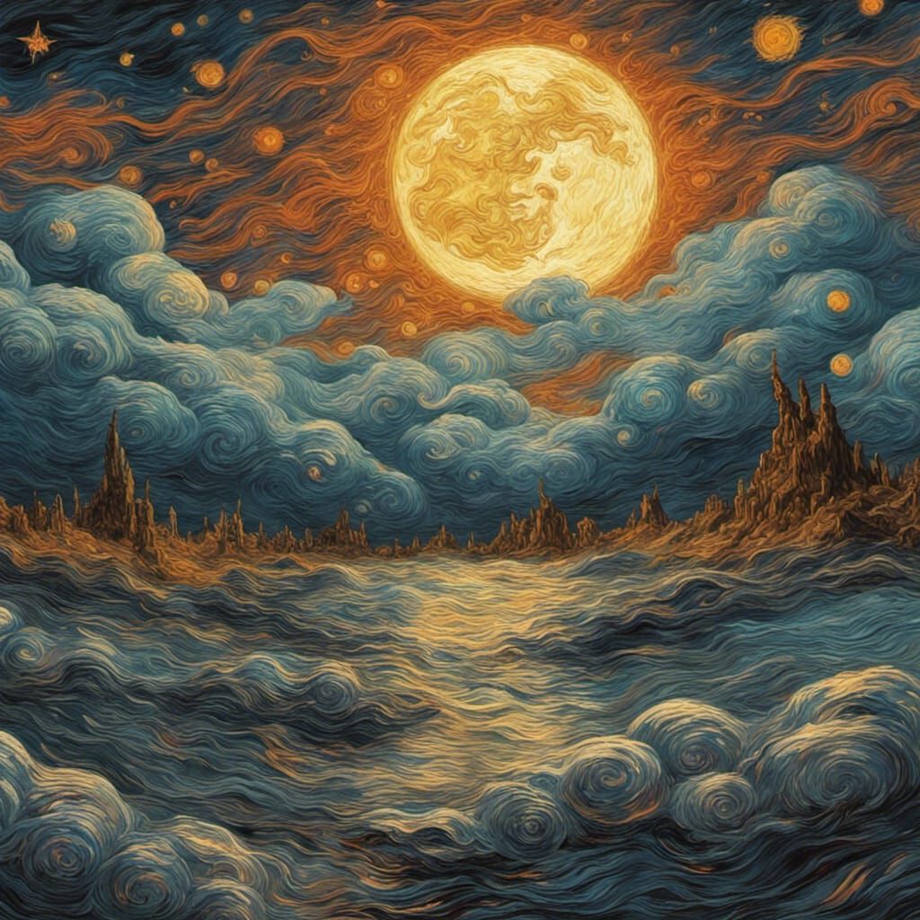 Full Moon Over an Eerie Landscape