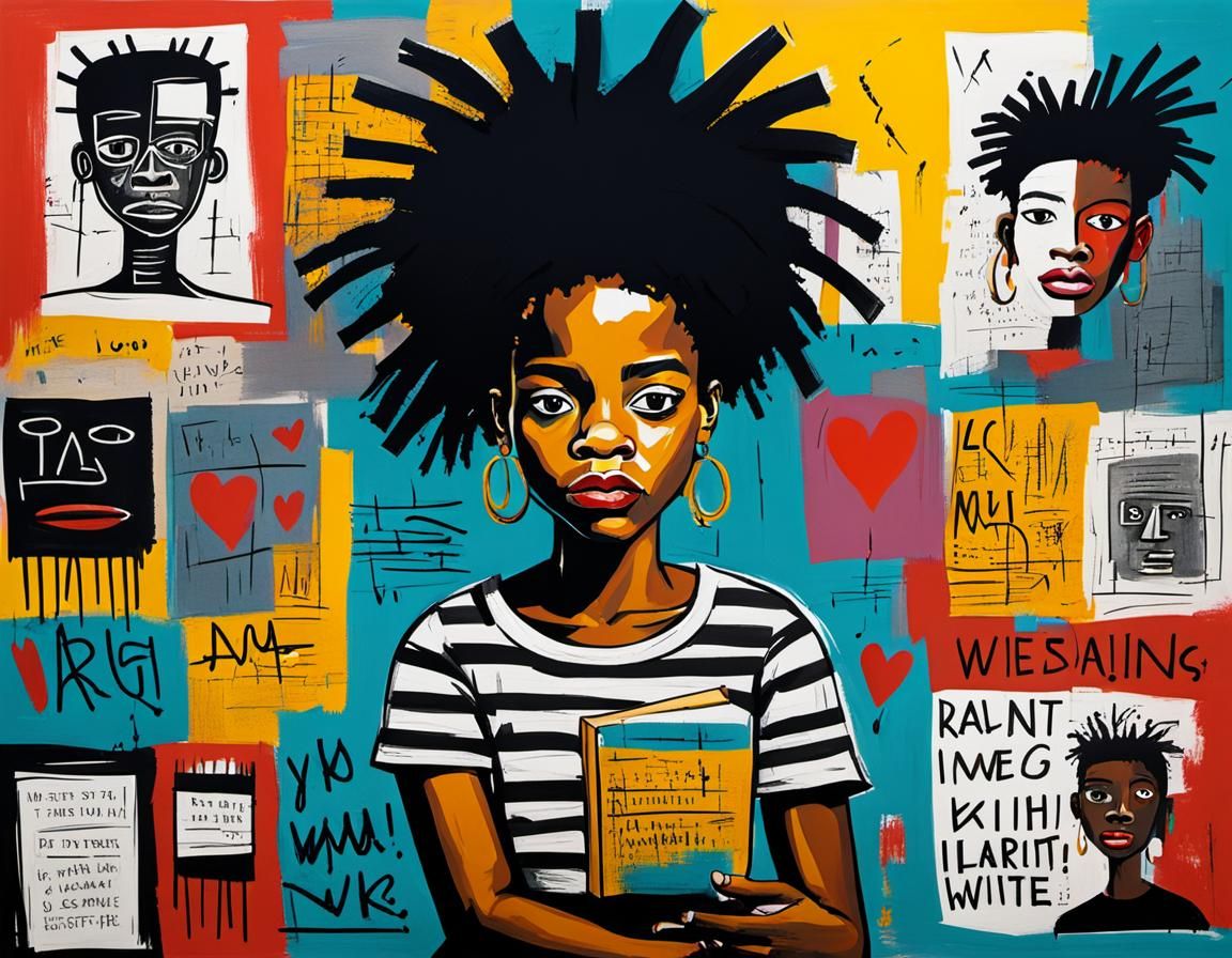 Young Black Girl in Basquiat Style