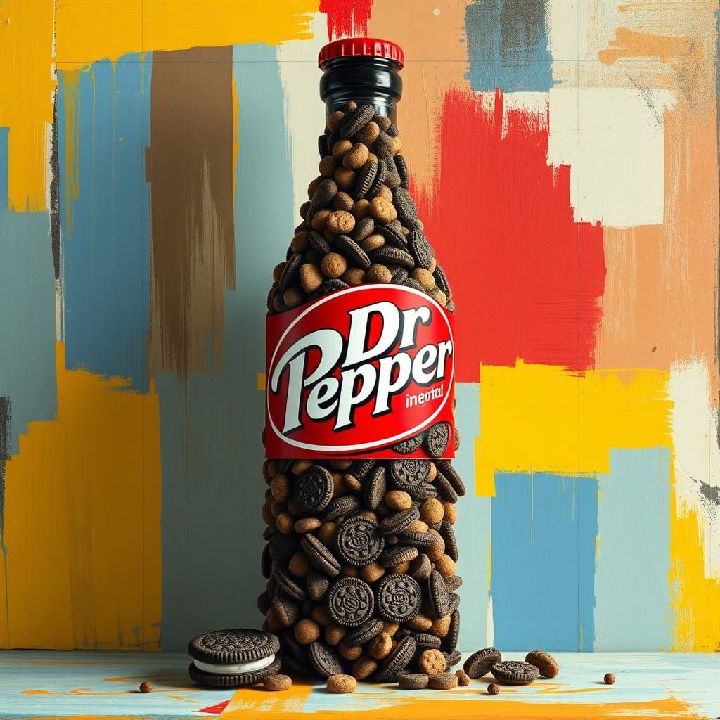 Giant Dr. Pepper Oreo Cookie Bottle: Abstract Art