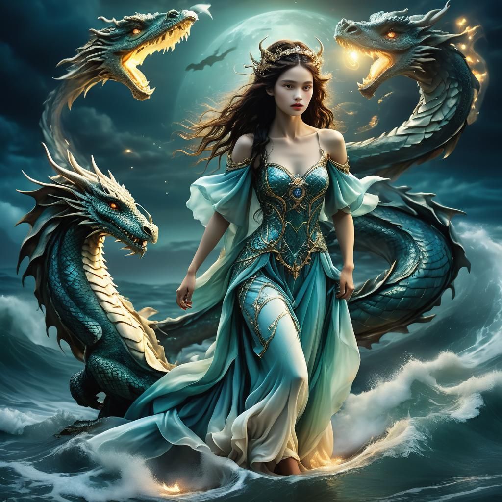 Majestic Romanian Dragon Woman in Dark Fantasy Style