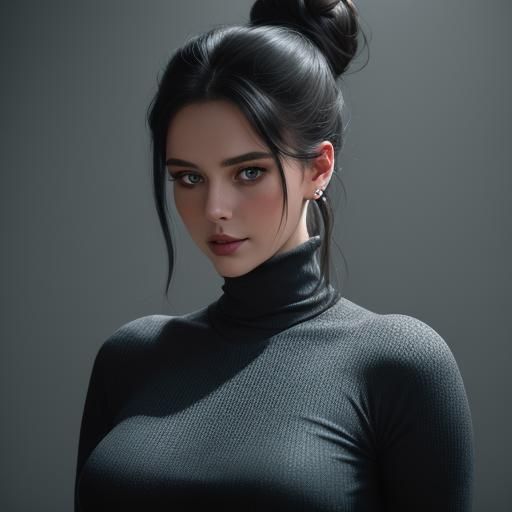 Elegant Brunette Portrait in Watercolor Style