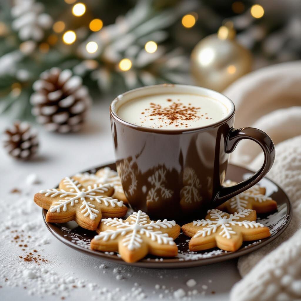 Festive Christmas Cookies with Coffee and Cream
