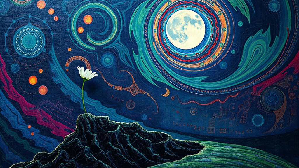 Moonflower Blooms in Mystical Fluorescent Landscape