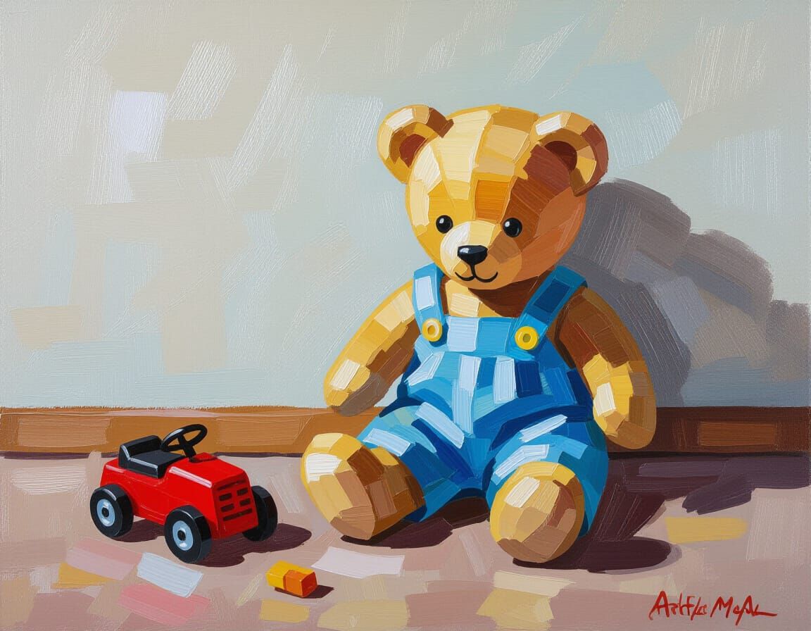 Impressionistic Oil Painting of a Forgotten Toy