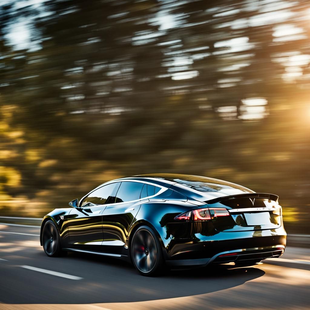 Plaid Tesla Races in Sunlight: Professional Car Photography