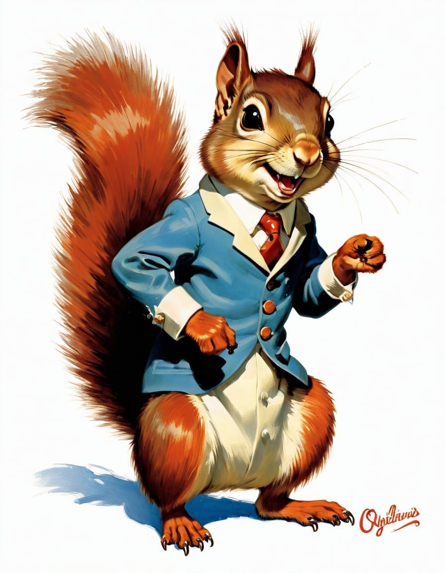 Mischievous Squirrel in Classic Pin-Up Style