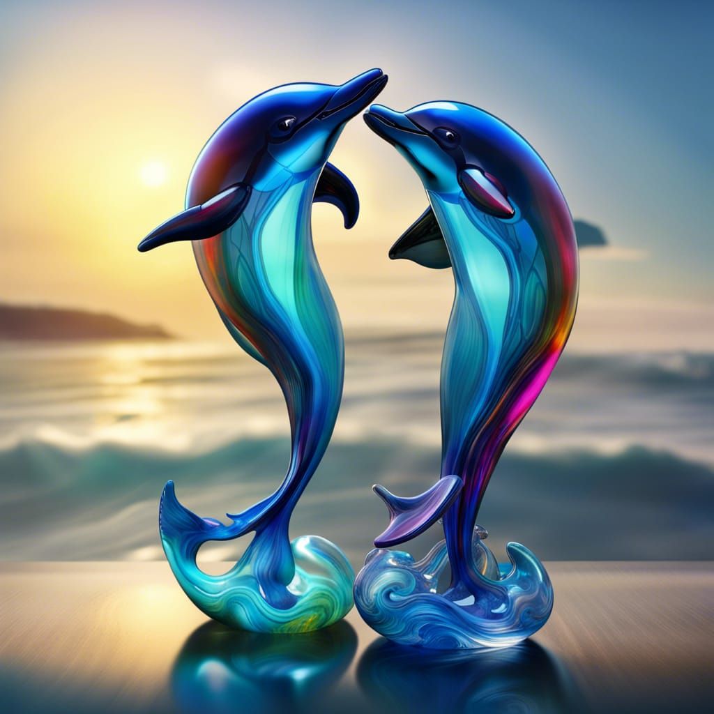 Blown Glass Dolphins