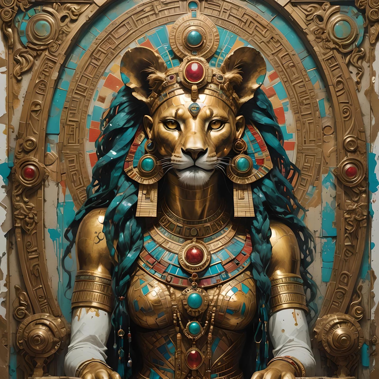 Goddess Sekhmet Portrait in Alma-Tadema Style