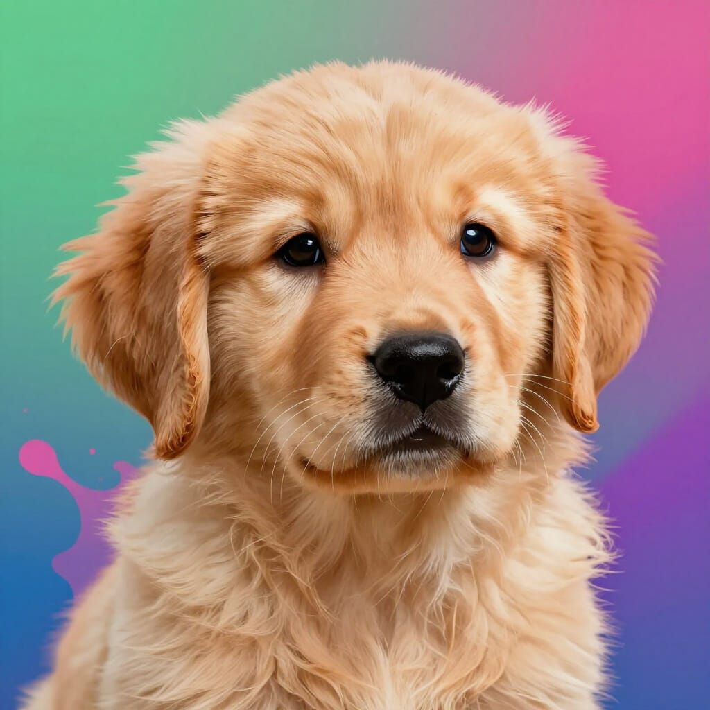 Cute Golden Retriever Puppy Portrait, Hyperdetailed Concept ...