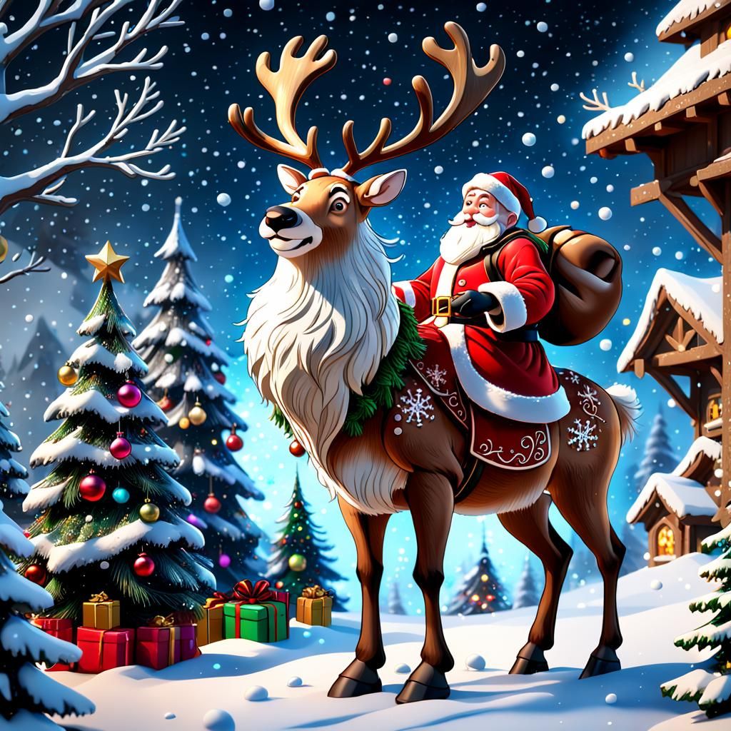 Joyful Santa Claus Scene in Detailed Digital Painting