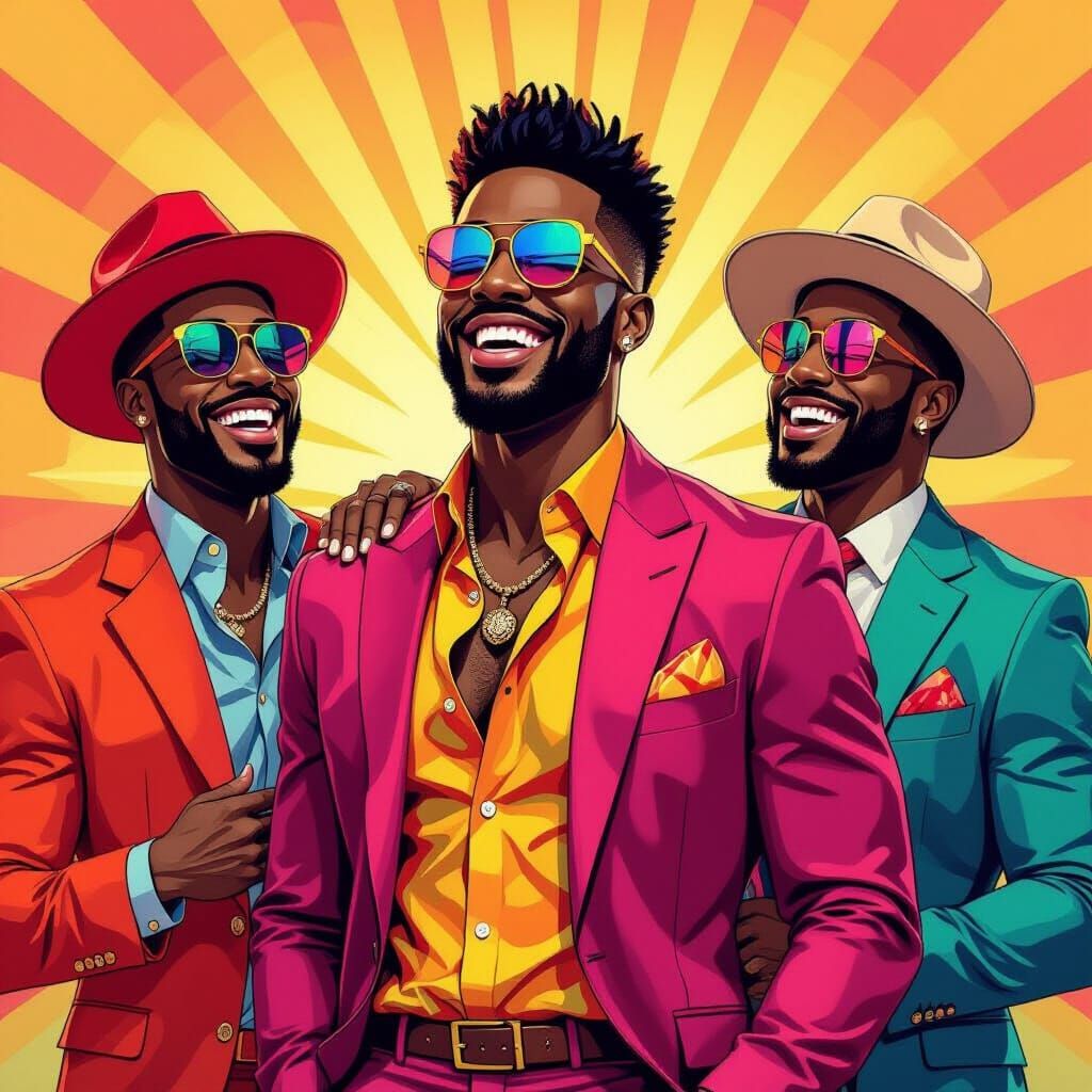 Empowering Digital Painting of Flamboyant African American G...