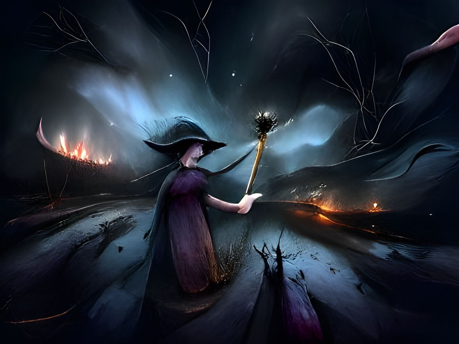Witch with her wand