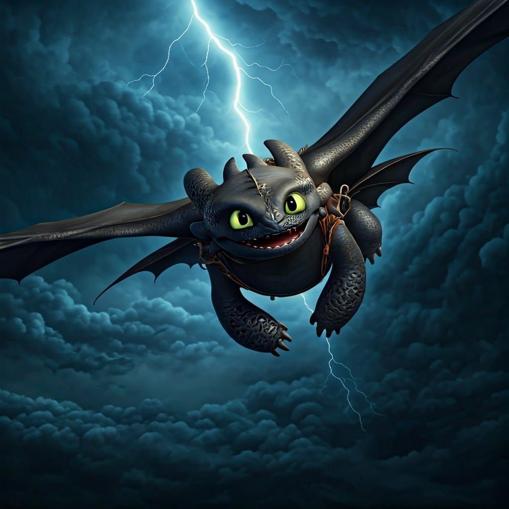 Dragons Soaring Through Stormy Skies