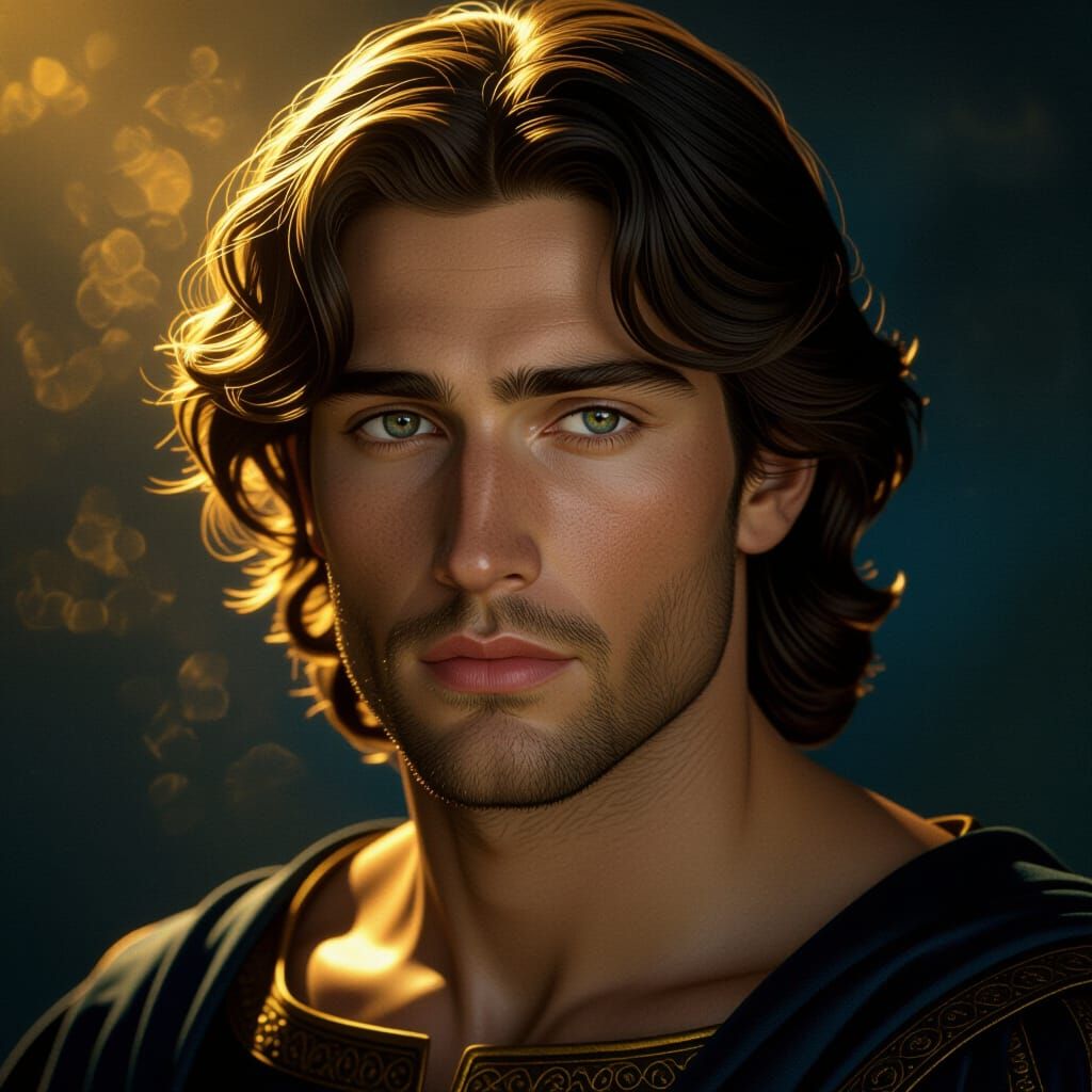 Ethereal Renaissance Man in Golden Light