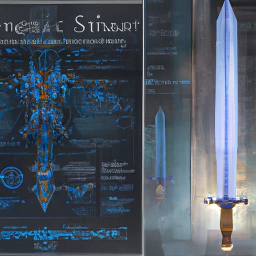 Hyperdetailed Sword Blueprint in Dark Fantasy Style