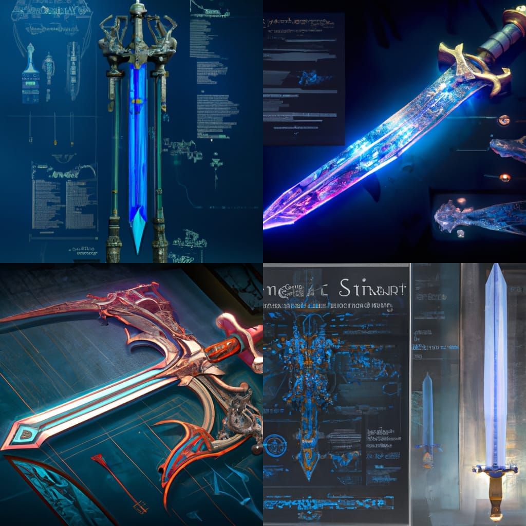 Detailed Sword Blueprint in Dark Fantasy Style