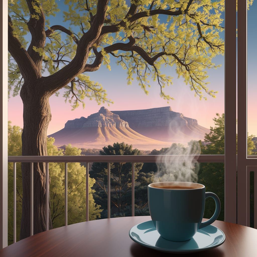 Table Mountain in Spring: Hyperrealistic Morning View