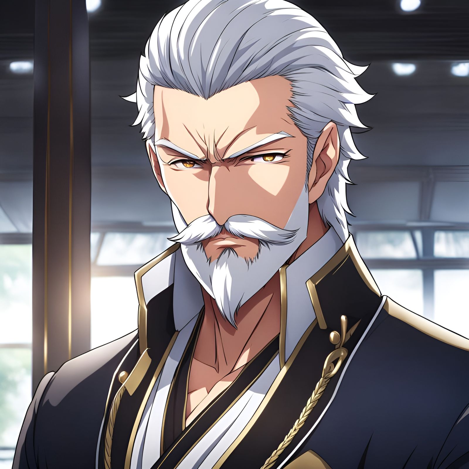 Wealthy Silver-Haired Man in Anime Style