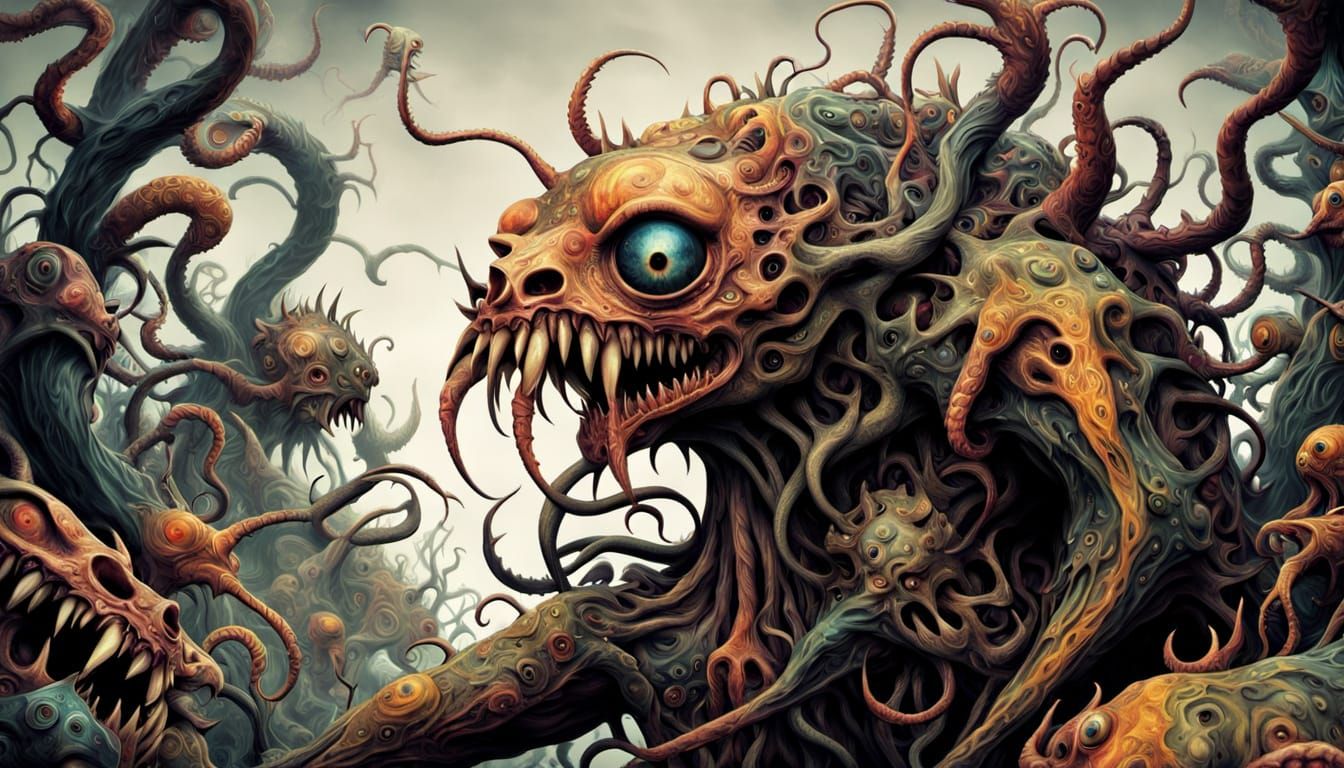 Morima-Inspired, Guillermo del Toro-Style, Dark Elegance Mon...