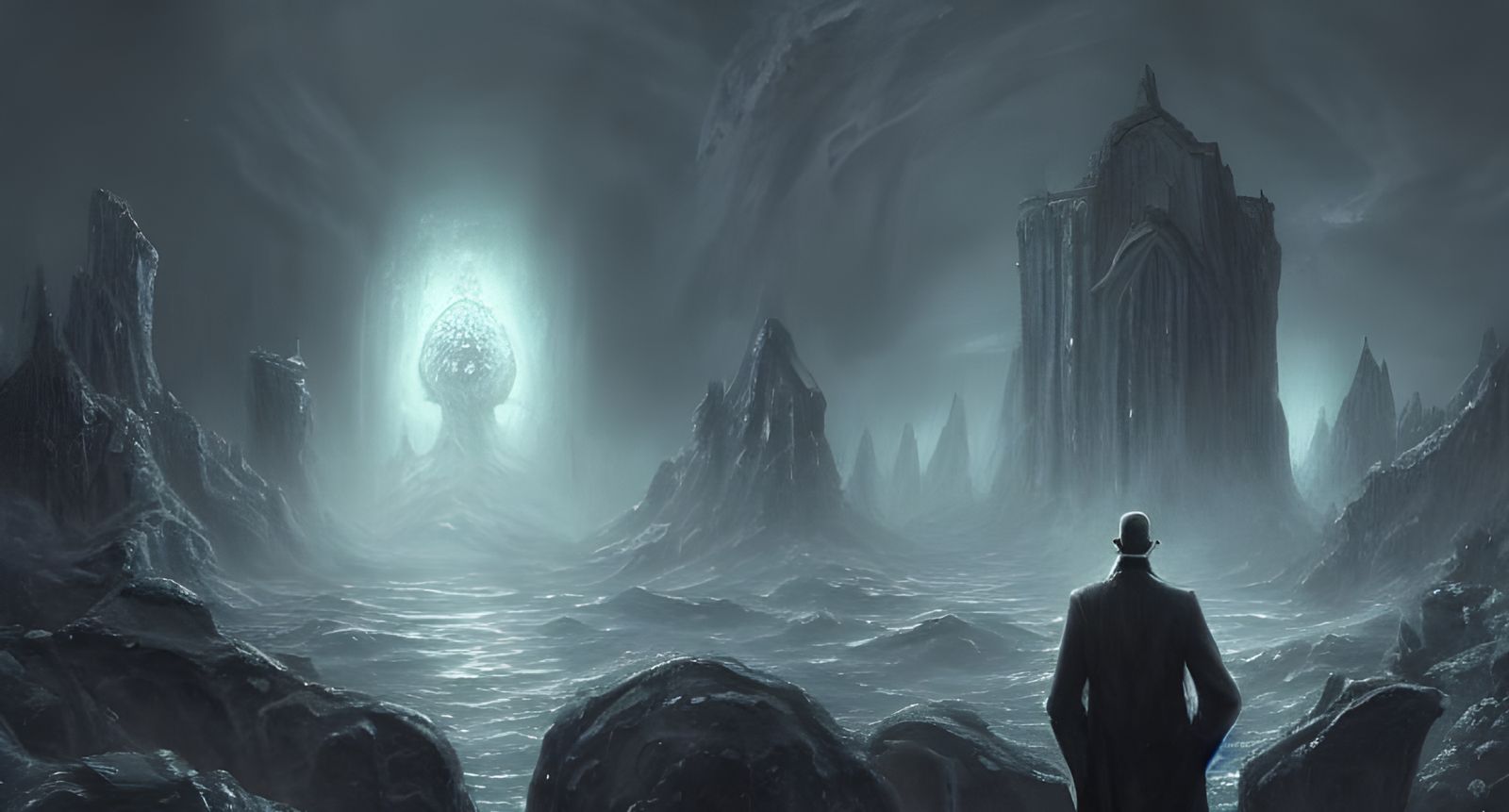 Dark Fantasy World in Volumetric Lighting, Trending on Artst...