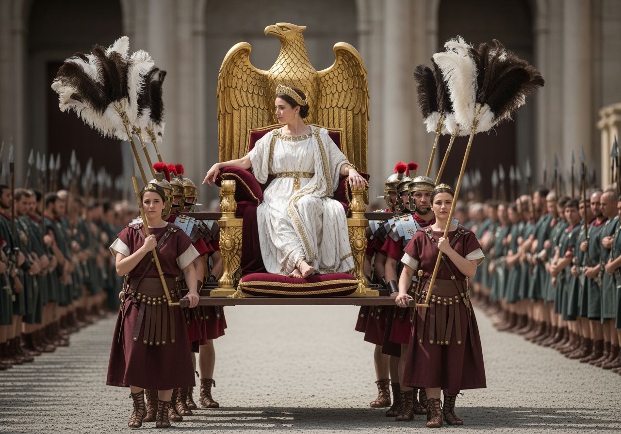 Roman Empress on Golden Throne, Carried by Soldiers