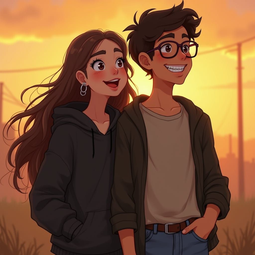 Teenagers Bask in Warm Sunset
