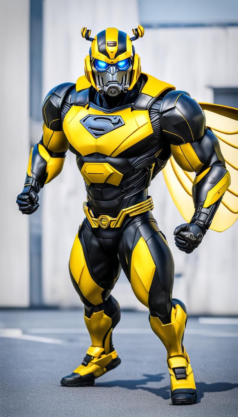 Bumblebee Superhero Flies Through Space: 3D Anime Art