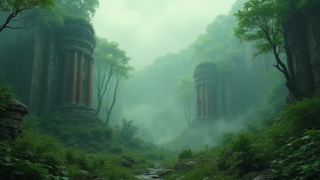 Valley of Queens: Lush Forests in Matte Painting Style
