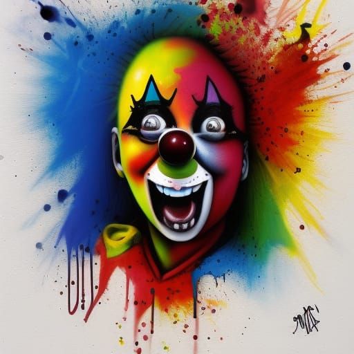 Crying Clown in Graffiti Splash Art Style
