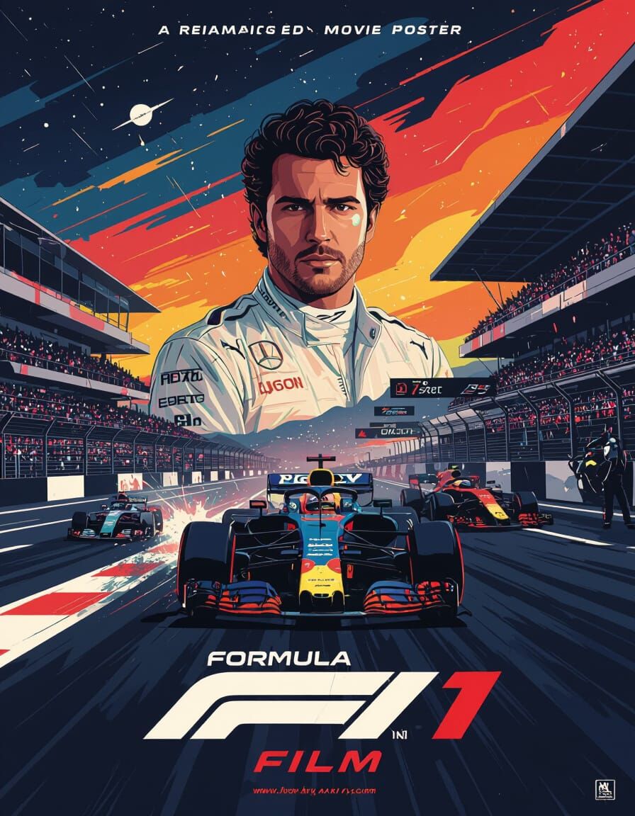 Formula 1 Movie Poster in Cyberpunk Style